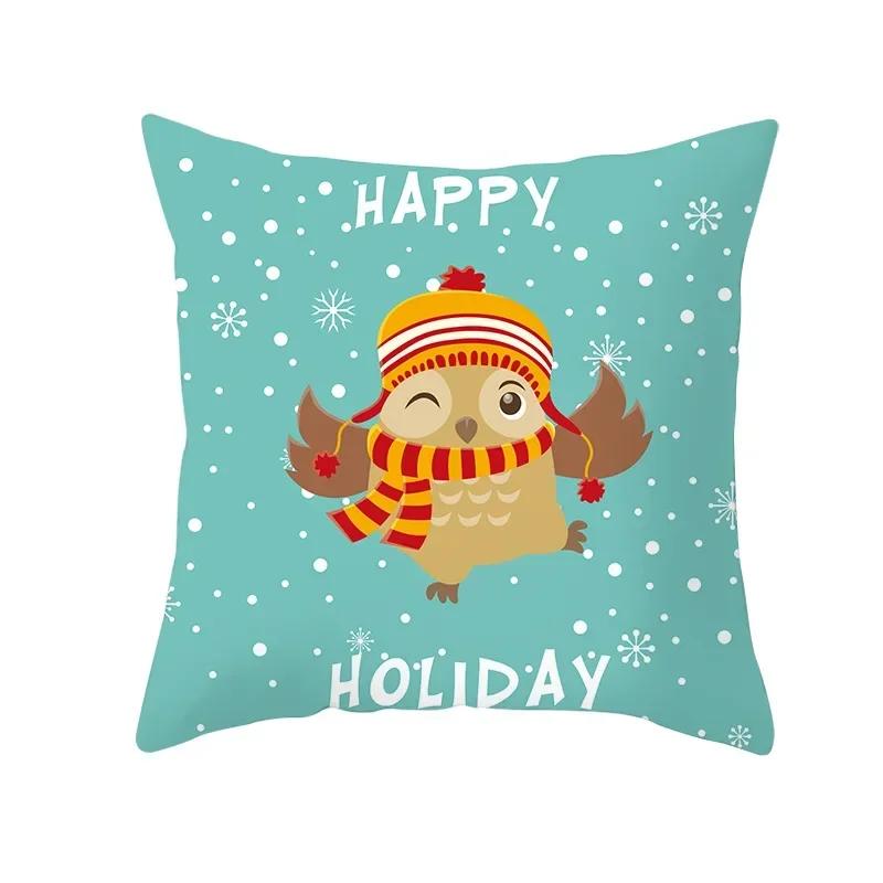Polyester Fiber Green Series Christmas 2024 Pillow Cover Sofa Cushion Home Decorative Pillows Cover