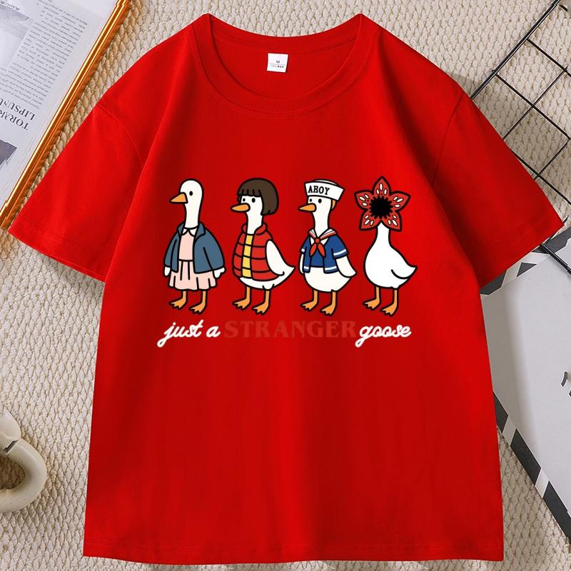 

Just A Stranger Goose TShirt for Unisex Women Funny Goose Parody T Shirt Graphic Tee Trendy TV Series Tshirt Cotton Short Sleeve S