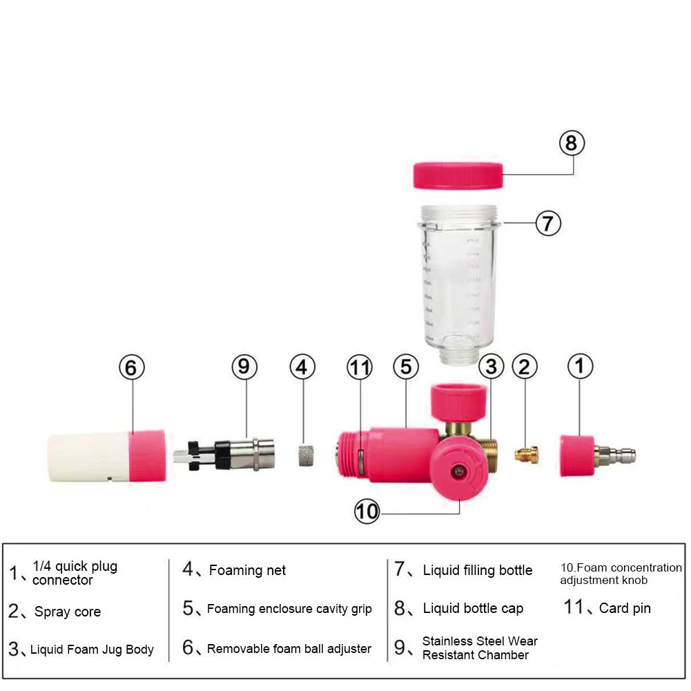 100ml Soap Foam Spray Bottle with 1/4 Inch Quick Connector 4500PSI Pressure Washer Gun Water Foam Pot Car Wash Accessories