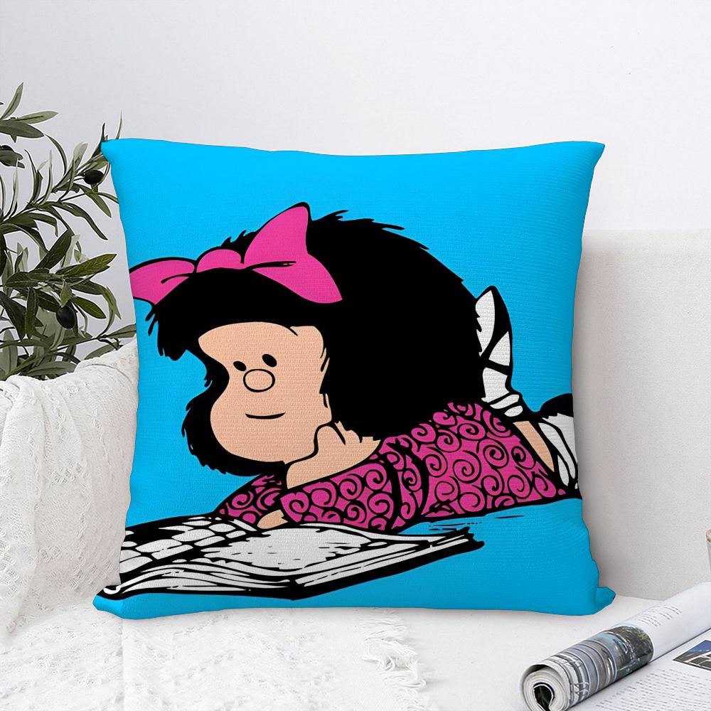 Cartoon M-Mafaldas Pillow Case Sofa Decorative Home Double-sided Print Plush Square Throw Pillow Covers Cushion Decor Cover