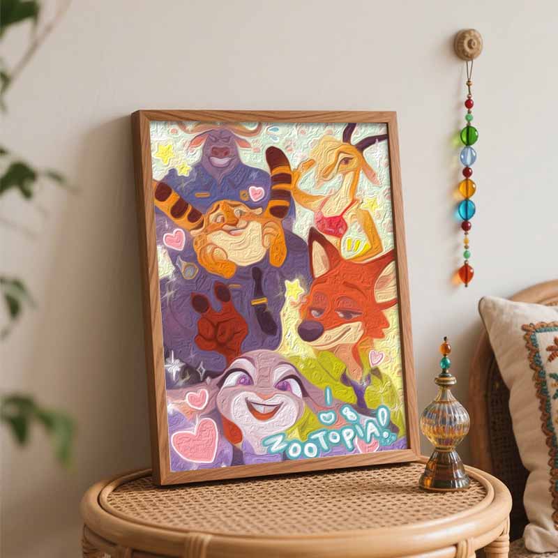 Disney Zootopia Characters Oil Painting Kit, Hand Painting Canvas DIY Home Decor