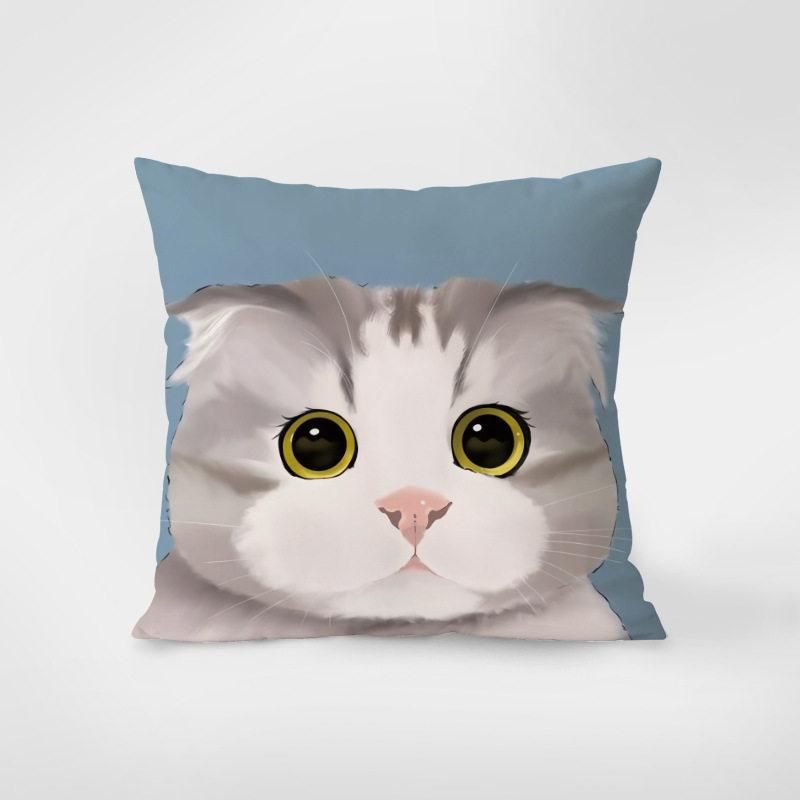 Cute Cartoon Cat Pillow Case For Dorm Bedroom Living Room Sofa Home Decor Cushion Cover