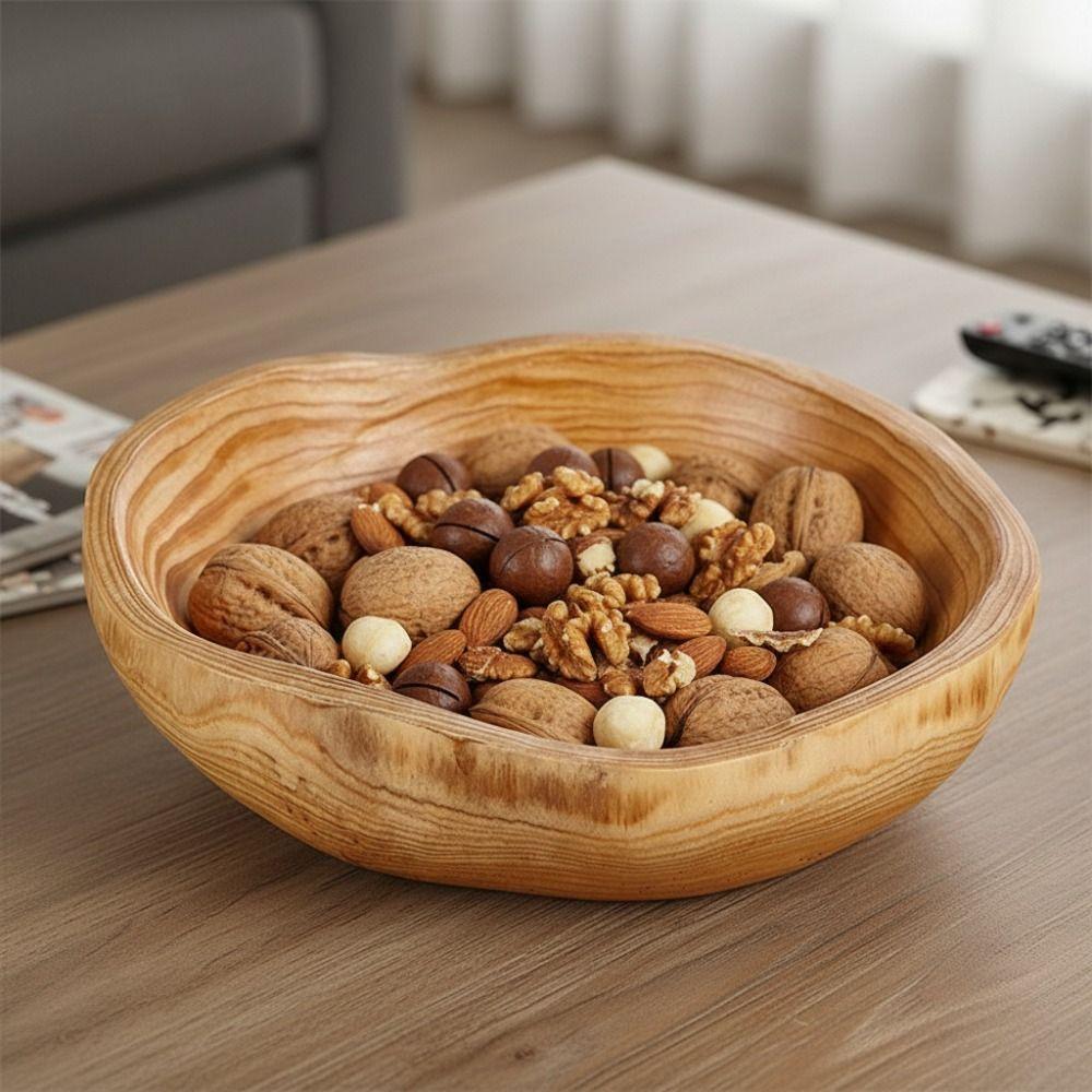 Irregular Shape Fruit Tray Polished Serving Bowl Creative Wooden Salad Bowl  Vegetable