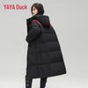 Yaya Women's Hooded Mid-Length Color-Block Down Jacket