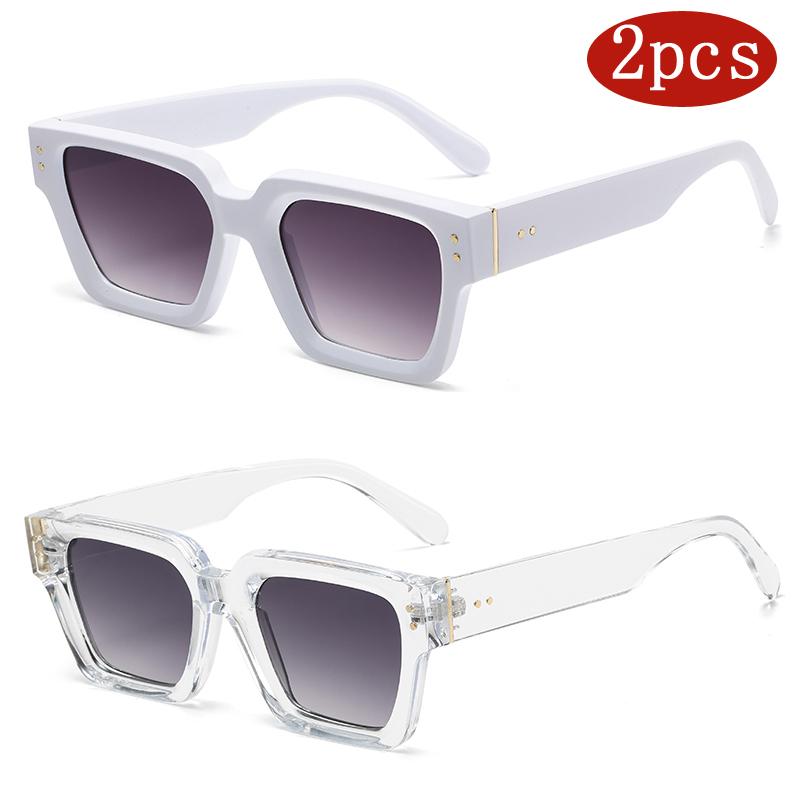 

2pcs Pack Female Luxury Square Sunglasses Premium Shades Design Black Brand Eyeglasses Mens Sun Glasses For Women UV400