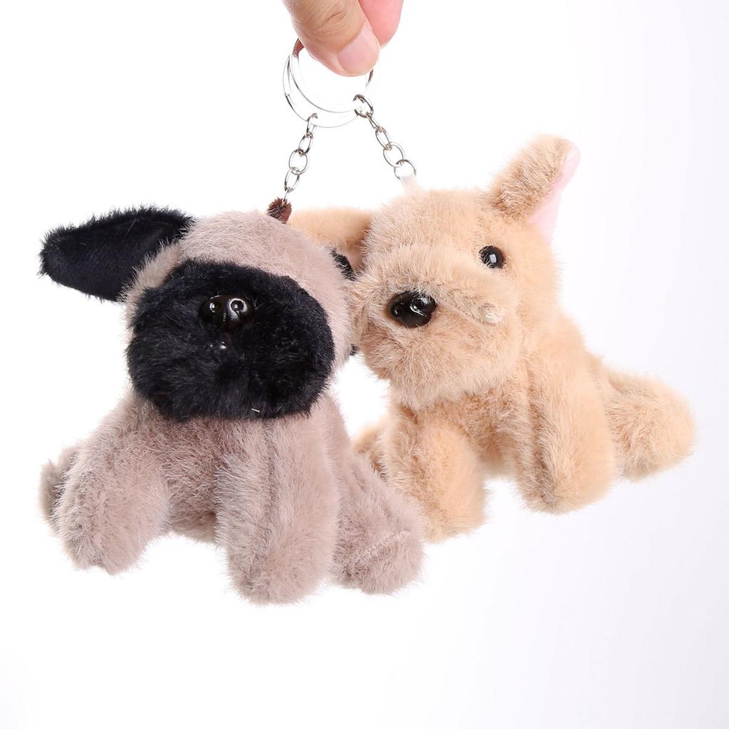 Cute Sitting Puppy Plush Keychain Realistic Dog Doll Backpack Charm Soft Stuffed Animal Birthday Gift For Kids