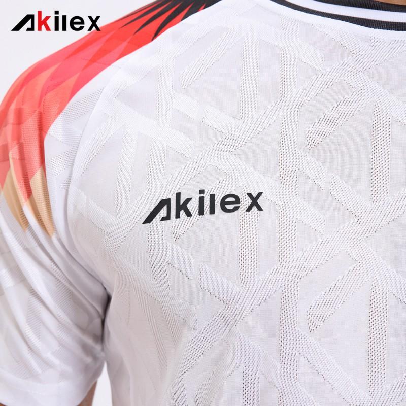 AKILEX Mens Team Sports Jersey Breathable Quick Dry Striped Athletic Shirt Running Cycling