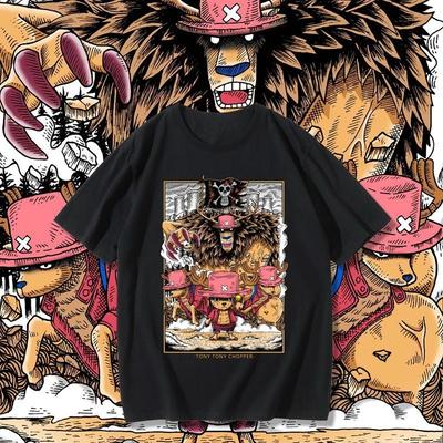 ONE PIECE Chopper Anime Summer Short Sleeve Men Women Leisure Sports Fitness Loose Comfortable Oversized Retro Short Sleeve Top