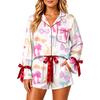 Women's Christmas Pajama Set with Button Down Shirt and Shorts Sleepwear