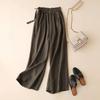 Women's Summer High Waist Wide Leg Pants Elastic Side Tie Casual Cropped Trousers
