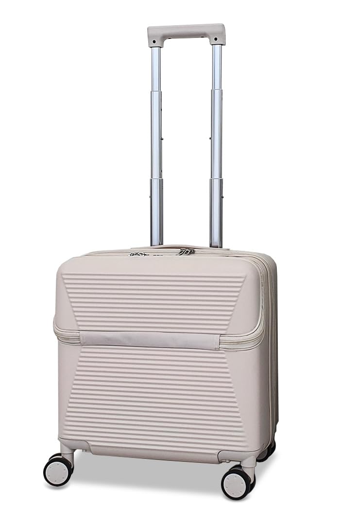 H Koffer Tragetasche XS Größe 35L Frontöffnungstasche Abnehmbare Rollen Tragetasche Reißverschluss Leise Stoßfestes Polycarbonat Langlebig Reise beige