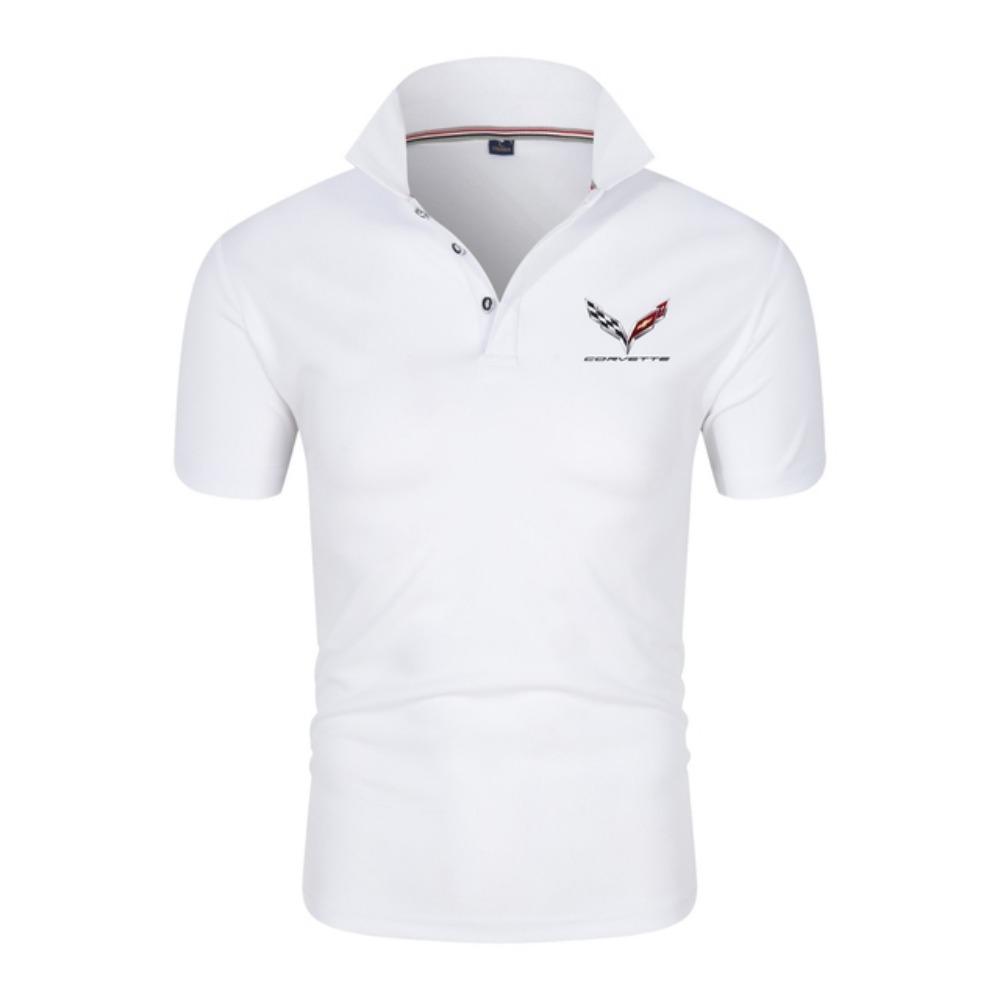 Fashionable man Heren zomer Corvette autologo kort&auml;rmig poloshirt met kraag 2XL wit