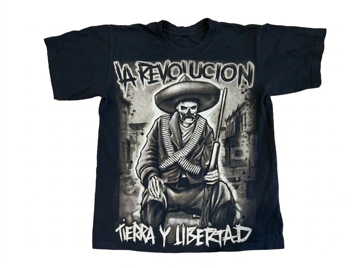 Vintage Street Certified Mexican Revolution T Shirt La Revolucion Skeleton S / M Unisex T-Shirt XXXXL