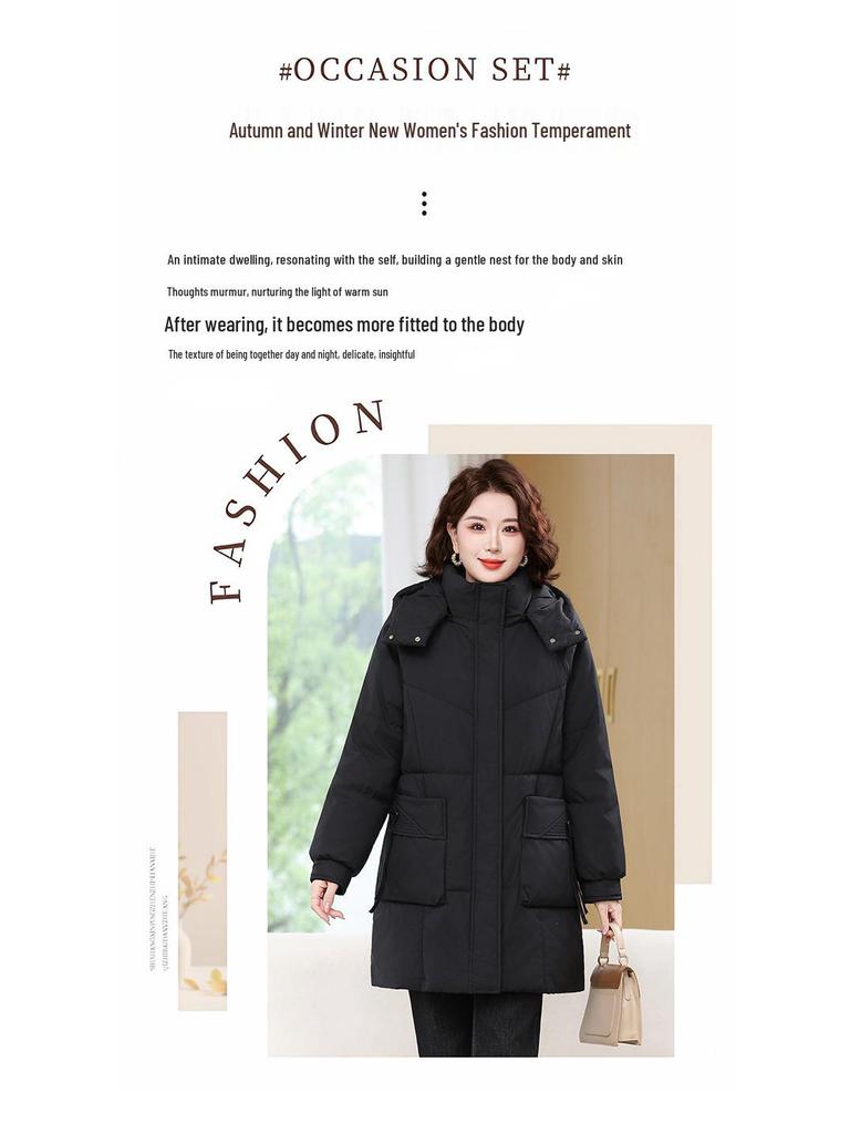 Plus Size Winter Long Cotton Coat for Middle-Aged and Elderly Women, Warm Padded Jacket for Moms and Grandmas.