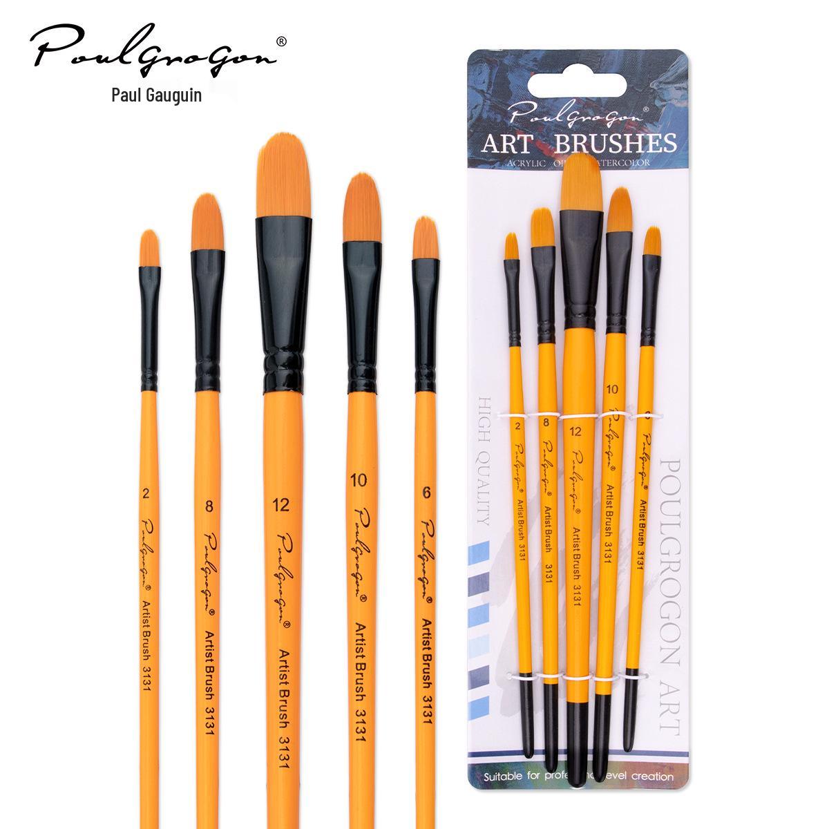 

Набор оранжевых нейлоновых кистей для рисования по дереву для акварели, акрила и цифровой масляной живописи 5 Round Tip Nylon Brushes