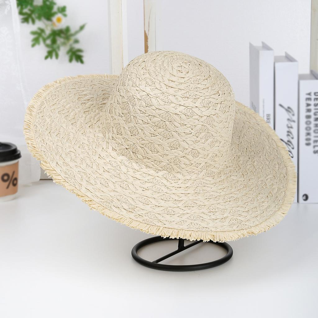 Travel Hat Women's Summer Sunscreen Big Eaves Holiday Beach Fur Breathable Sun Hat Hand Embroidery Embryo