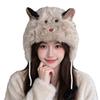 Ear Protection Plush Beanie Warm Lei Feng Cap Cute Faux Fur Hat  for Women