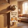 Cat Cafe Decorative Hanger Warning Door Handle Sign, Wooden Cartoon Hanging Reminder, Pet Room Entrance Safety Knob Hanger, for Bedroom And