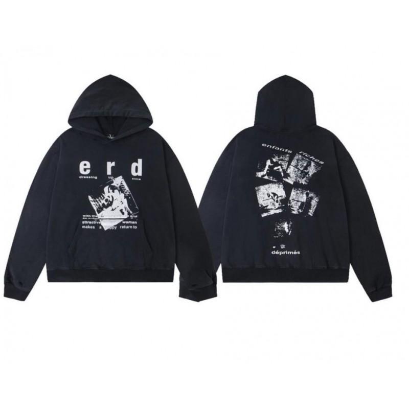 Mens Oversized Streetwear Hoodie With Distressed Zipper Graphic Print Cotton Long Sleeve Pullover Casual Wear