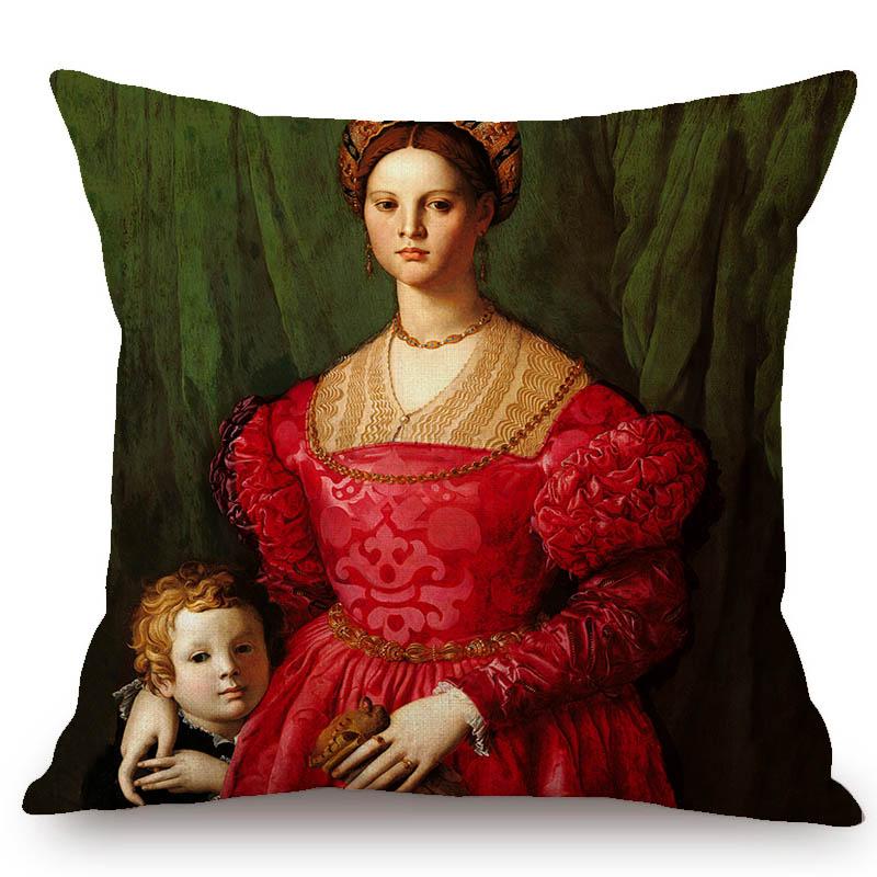 Home Decor Art European Oil Painting Poseidon Venus Sofa Throw Pillow Case Florentine Style Agnolo Bronzino Linen Cushion Cover