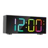 Electronic Desktop Alarm Clock 12 24 Hour LED Display Adjustable Volume RGB Dynamic Screen Alarm for Bedroom Black