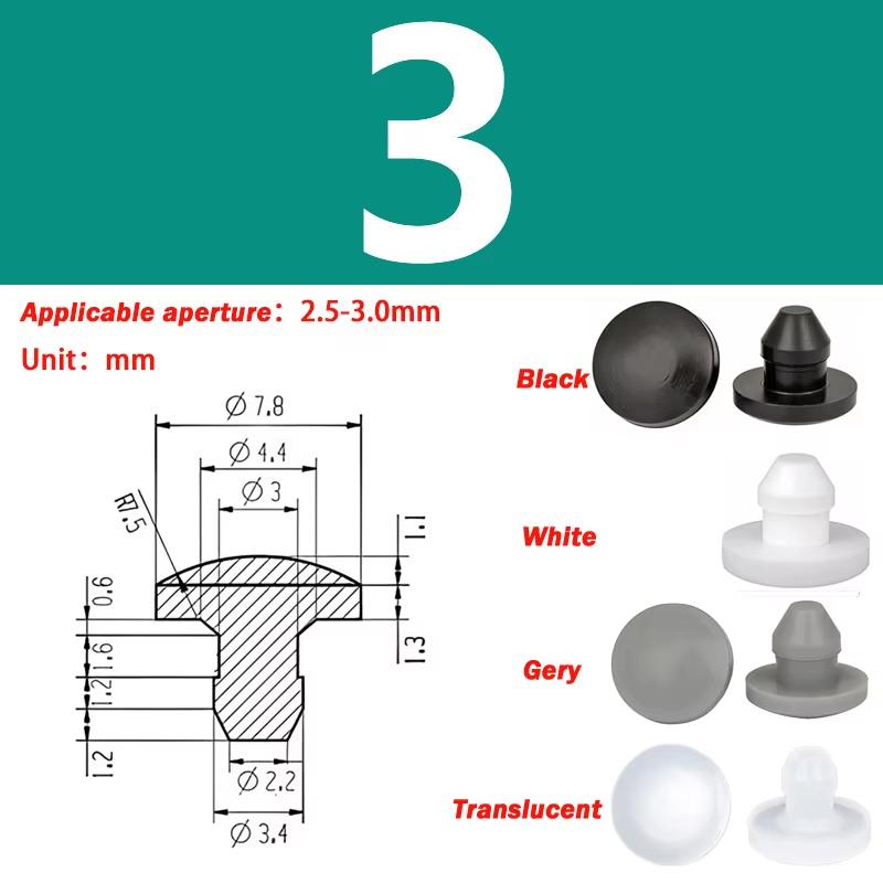 Snap-on Silicone Rubber Plug 3/3.5/4/4.5/5/6/6.5/7-14mm Soft Seal Hole Plugs Blanking End Cap T Type Hole Plug Cover Four Colors