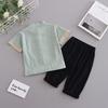 Boys Chinese Style Two-piece Suit Kids Small Children Summer Cotton Linen Outfit Handsome Stylish Breathable Casual Wear For Daily