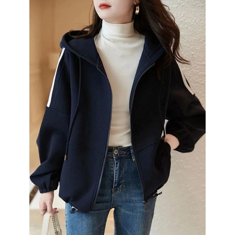 2023 Women's Casual Sporty Hooded Cardigan Jacket - Autumn/Winter Korean Style Baseball Short Jacket