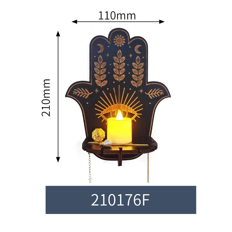 Wall Hanging Mounted Candlestick Holder Wooden Carving Craft Decor Owl Animals Foxes Cat Candle Display Crystal Storage Rack