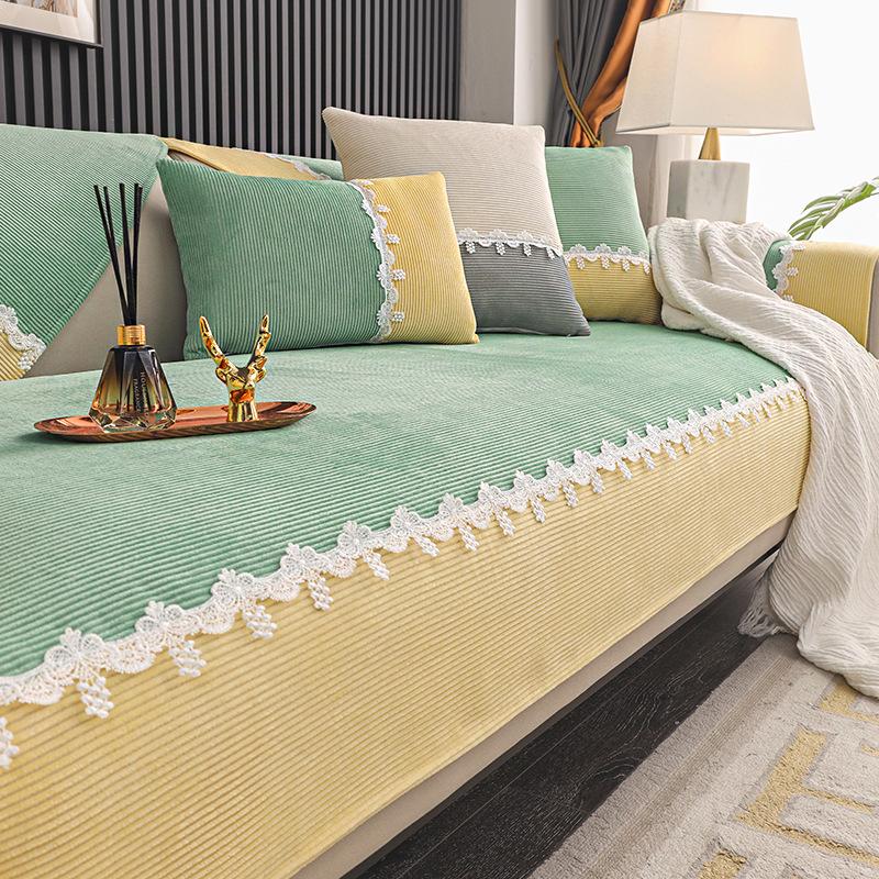 

Вельветовый чехол для дивана, универсальный нескользящий чехол на диван для четырех сезонов для гостиной, бархатный полный чехол, защитный чехол для мебели 70x70cm 1pc зелёный