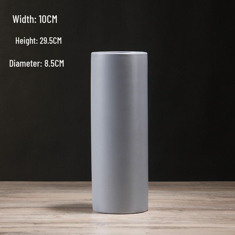 Nordische Weiße Matte Keramik Zylindrische Vase - Minimalistische Heimdeko für Frische/Trockenblumen