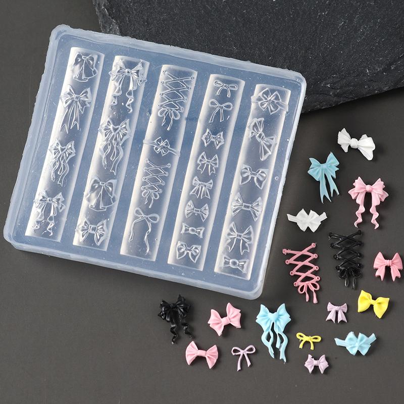 

Elegant Bow Silicone Nail Art Molds Cute Bowknot Ribbon 3D Carving Template Gel Printing Stencils Kawaii Japanese Nail Accessory (As shown-20013)-