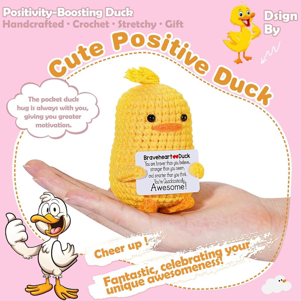 New Funny Emotional Support Positive Crochet Duck Doll Christmas Home Decoration Handmade Knitted Duck Desktop Ornament Gifts