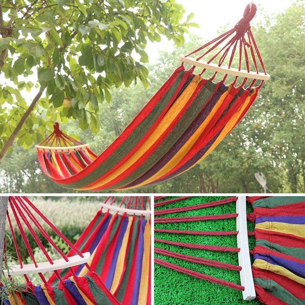 Thick Canvas Camping Hammock Good Load-bearing Swing Hammock Hanging Bed Beach Leisure Activities