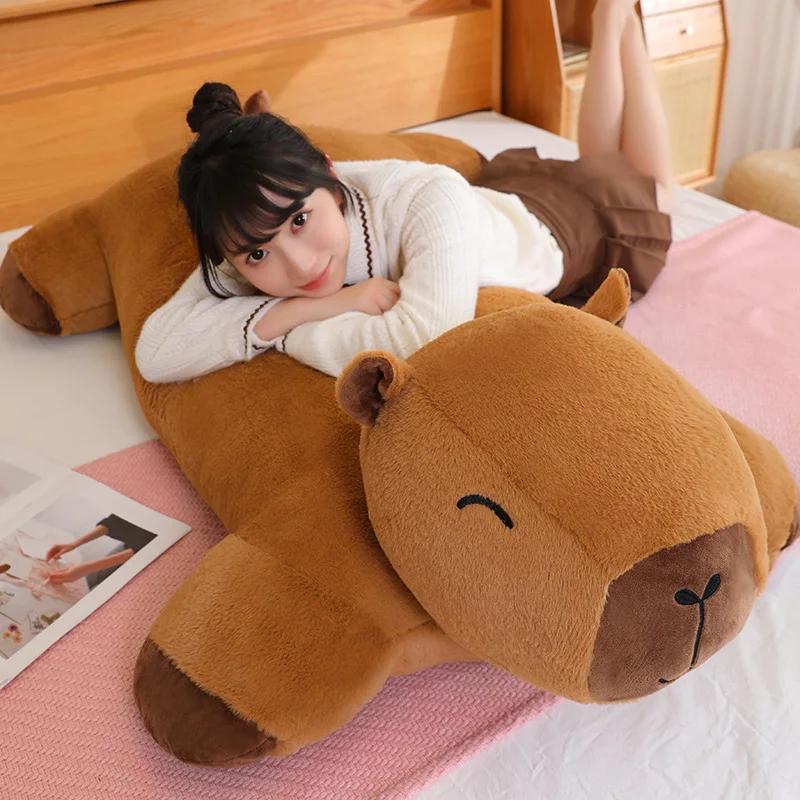 Big Size Capybara Plush Toy Mat Stuffed Giant Capibara Floor Lazy Sofa Cushion Riding Horse for Kids BirthdayDecor Toys