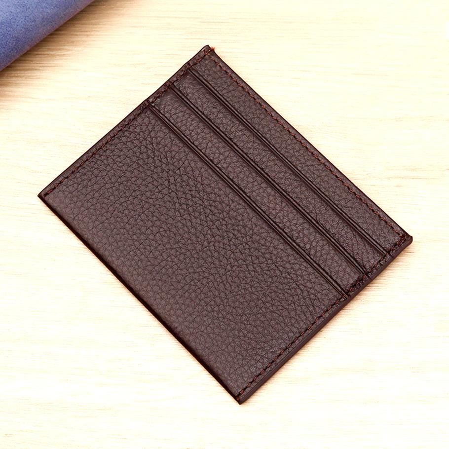 מחזיק כרטיס מעור Slim לגברים כיס דק