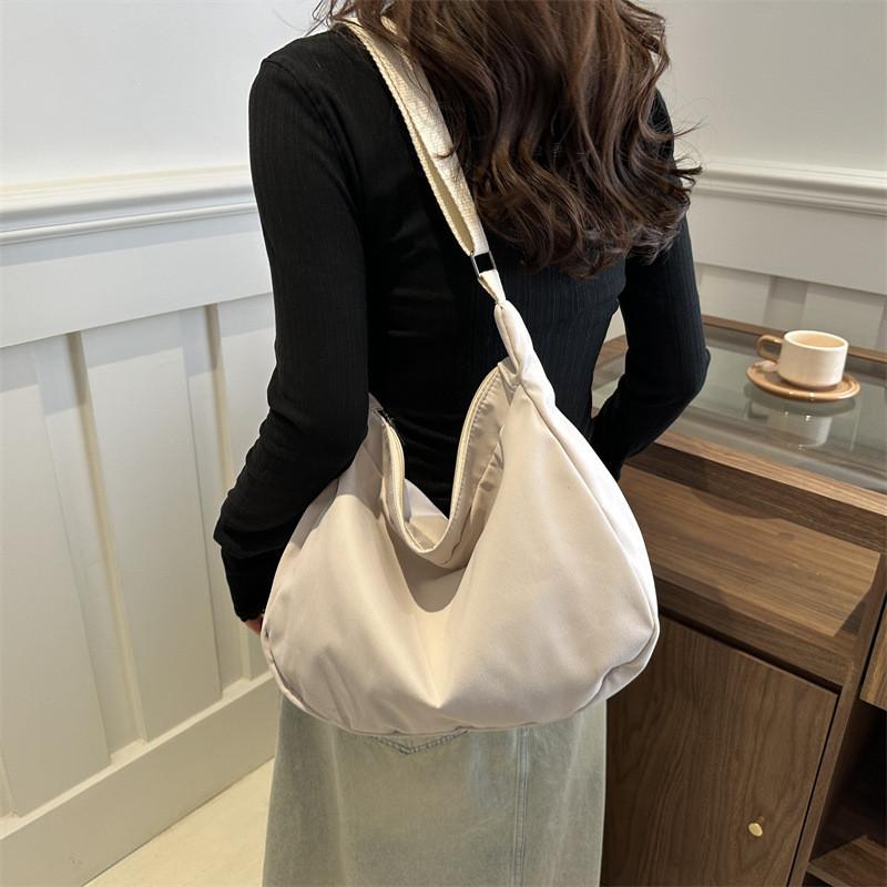 Korean Style Casual Lazy Wind Bag 2024 New Simple Large Capacity Canvas Bag Solid Color Single Shoulder Diagonal Female Bag