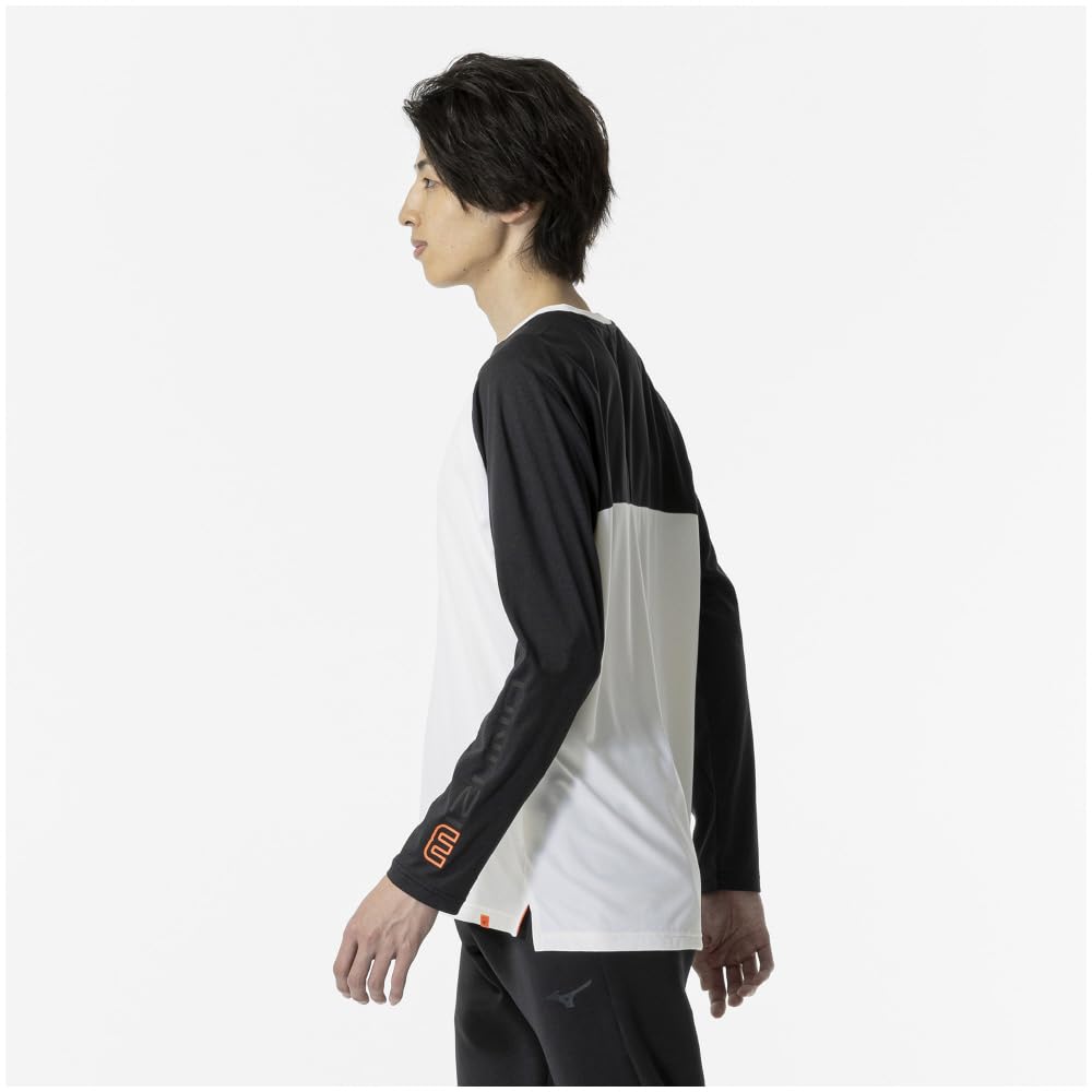 Mizuno Snow White Long Sleeve Training Size S Men's Moché T-Shirt, (32MAA511), Moisture-Wicking, Quick-Drying