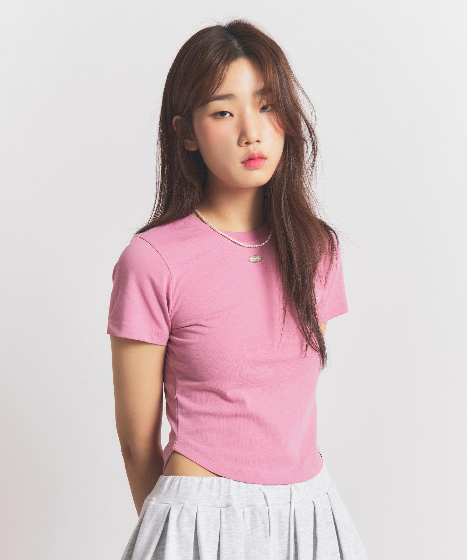 Nil Rise Round Semi Crop T-Shirt Pink Pink/L