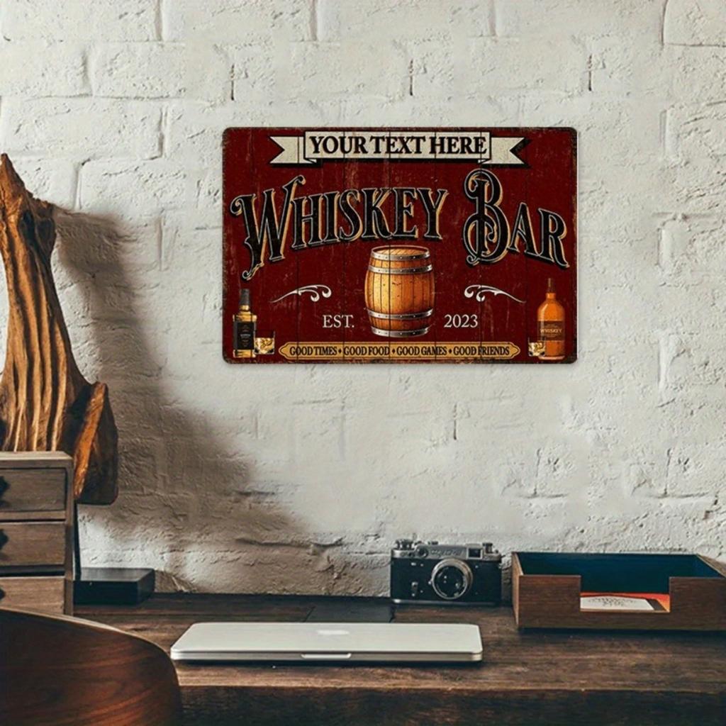 Customizable Personalized Whiskey Bar Sign, High Quality Scratch Water Resistant Metal Tin Wall Art