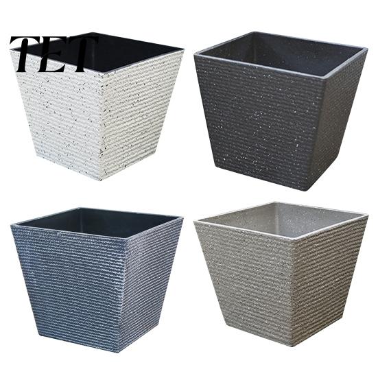Heavy Duty Garden Pot Square Plastic Flower Pot, Stone-Look Planter with Drainage Hole, Modern Plant Minimalist Style Container for Indoor Outdoor