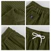 Men Corduroy Shorts Elastic Waist Drawstring Embroidered Casual Relaxed Fit Classic Style 1979 Design