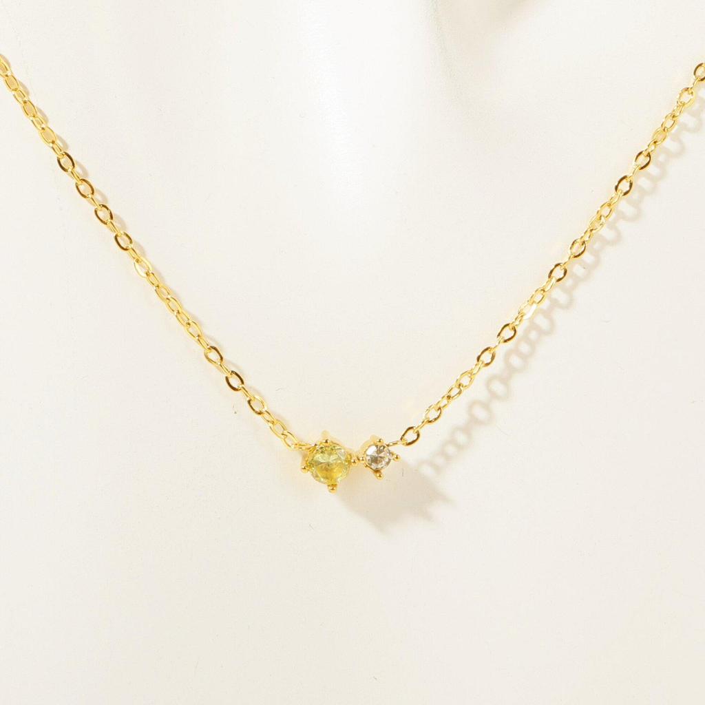 12 Birthstones Zodiac Cubic Zirconia Retro Necklace - 18K Gold-Plated Stainless Steel Clavicle Chain