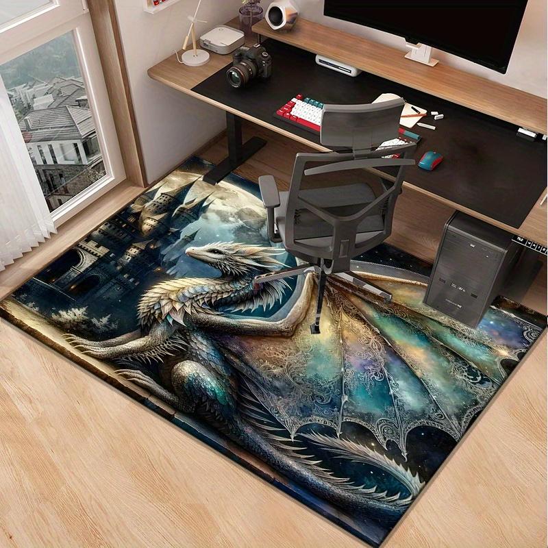 Dragon themed office rug for modernhome decor dragon art fantasydesign living room carpet Anti slip carpet can be machine washed