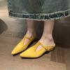Hot Selling Women's Slippers 2025 New Summer Mary Janes Thick Heel Retro Style Flat Head Shape Elegant French Style Shoes