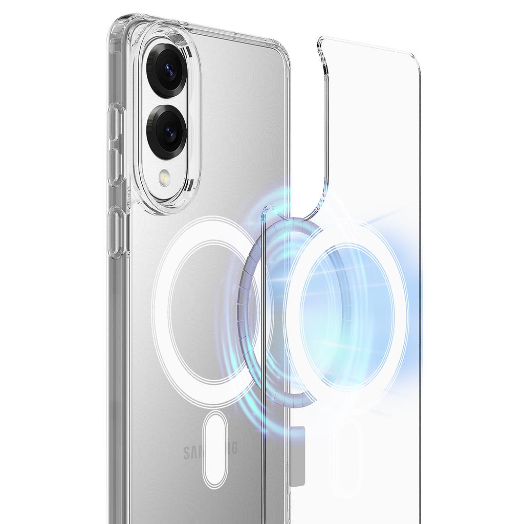 For Samsung Galaxy S25 Edge Clear Phone Case Compatible with MagSafe TPU+Acrylic Back Cover