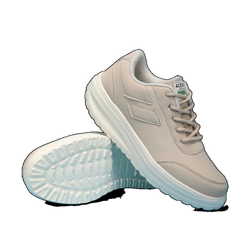 White Platform Women's Sneakers 2025 Autumn Lace-Up Thick Bottom Sports Shoes Woman Pu Leather Breathable Walking Shoes Female