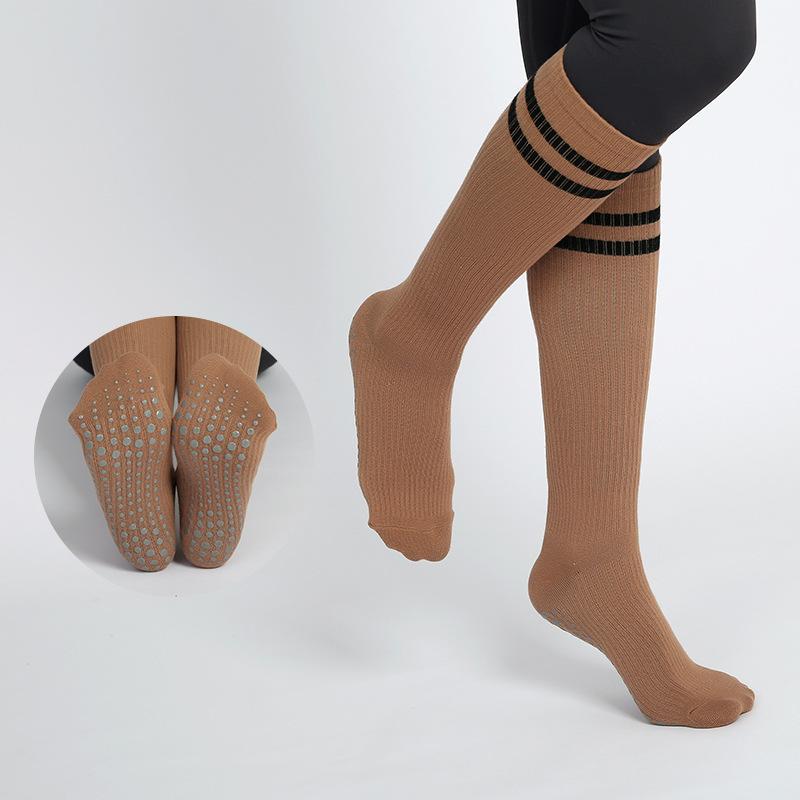 Women Spring and Autumn Yoga Jump Pilates Exercise Fitness Rubber Band Pressure Non Slip Long Socks