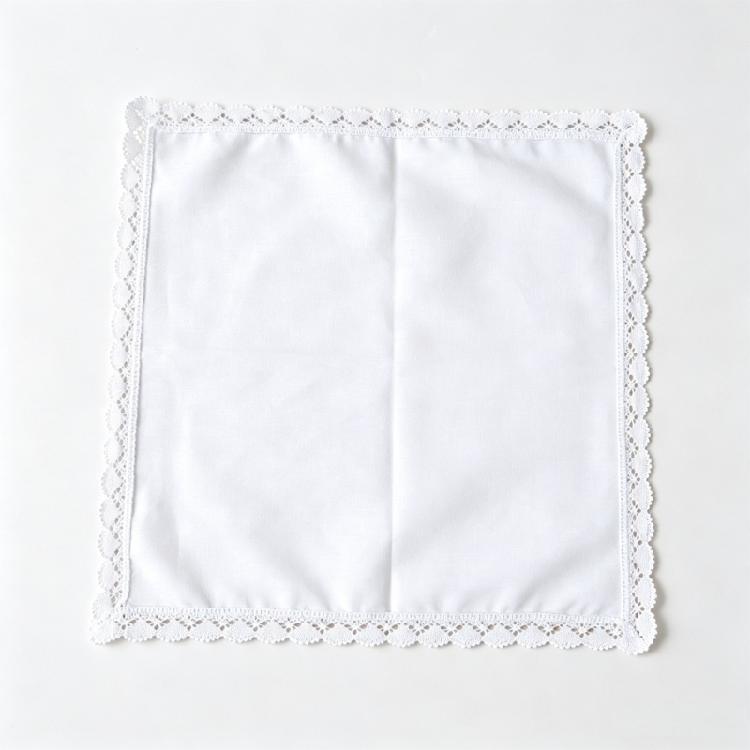 Set aus Baumwoll-Taschentüchern mit weißer Spitzenborte, Faltbare quadratische Taschentuch-Tücher für DIY-Stickerei, Taschentücher für die Hosentasche, Für Hochzeiten, Braut und den täglichen Gebrauch