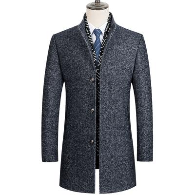 Long Business Thick Coats and Men's Woolen Coats New Fashion Men Winter Solid Color Single Breasted Jacket Overcoat